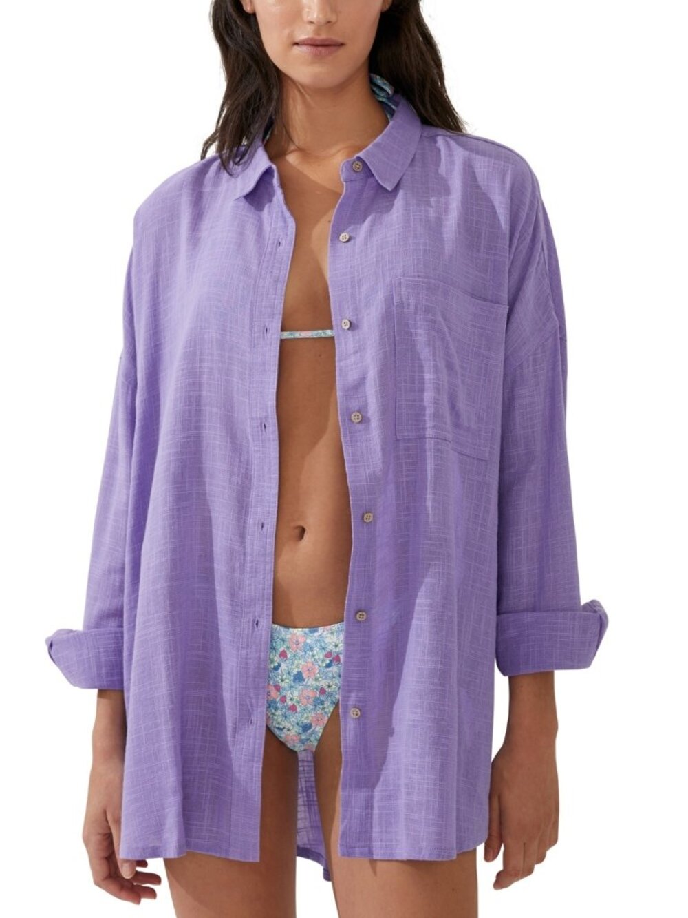 39$ Cotton on Women's Swing Beach Cover Up Shirt Size XL US Purple